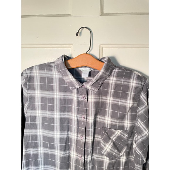 Garnet Hill Long-Sleeve Flannel Shirtdress 100% Organic Pima Cotton - Picture 3 of 10